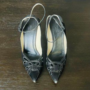Gucci Women’s Black Leather Heels 7.5 B